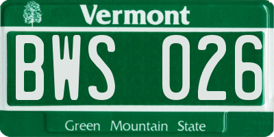 VT license plate BWS026