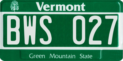 VT license plate BWS027