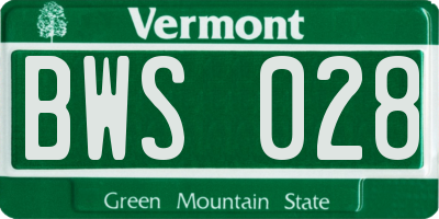 VT license plate BWS028