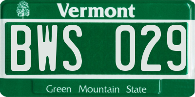 VT license plate BWS029