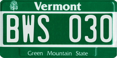 VT license plate BWS030