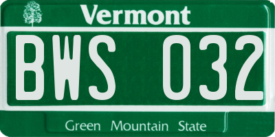 VT license plate BWS032