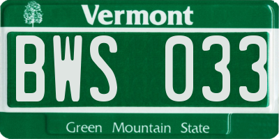 VT license plate BWS033