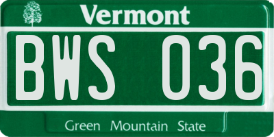 VT license plate BWS036