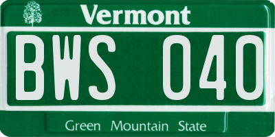 VT license plate BWS040