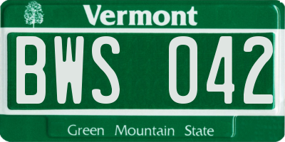 VT license plate BWS042