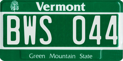 VT license plate BWS044