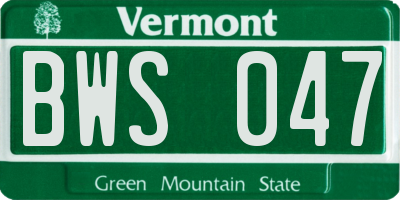 VT license plate BWS047