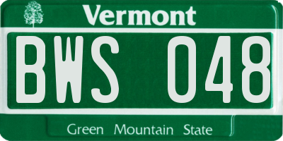 VT license plate BWS048