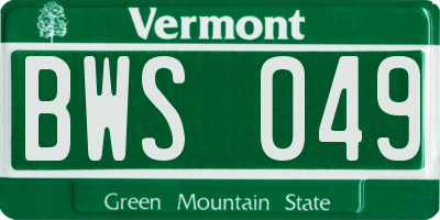 VT license plate BWS049