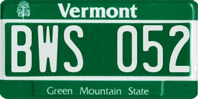 VT license plate BWS052