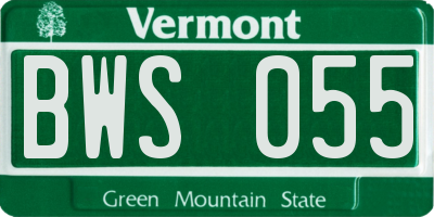 VT license plate BWS055