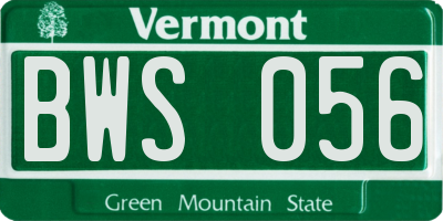 VT license plate BWS056