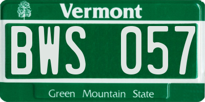 VT license plate BWS057