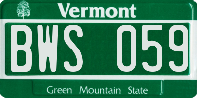 VT license plate BWS059