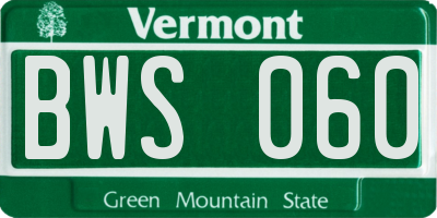 VT license plate BWS060