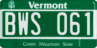 VT license plate BWS061
