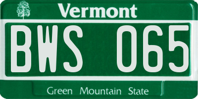 VT license plate BWS065