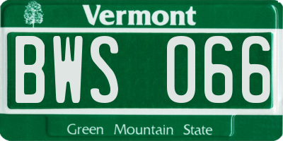 VT license plate BWS066