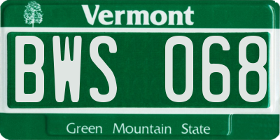 VT license plate BWS068