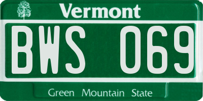 VT license plate BWS069