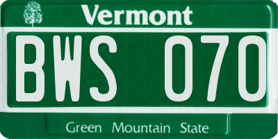 VT license plate BWS070