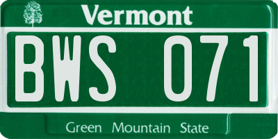 VT license plate BWS071