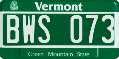 VT license plate BWS073
