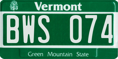 VT license plate BWS074