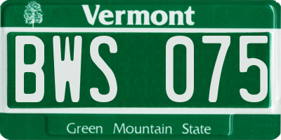 VT license plate BWS075