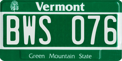 VT license plate BWS076