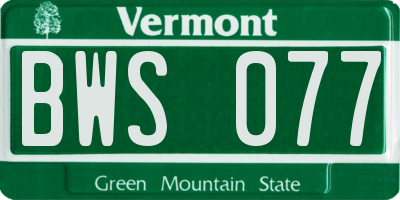 VT license plate BWS077