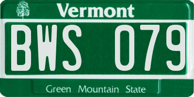 VT license plate BWS079