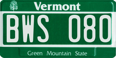 VT license plate BWS080