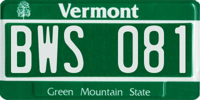 VT license plate BWS081