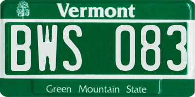 VT license plate BWS083