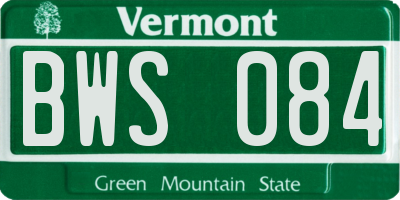 VT license plate BWS084