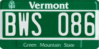 VT license plate BWS086