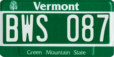 VT license plate BWS087