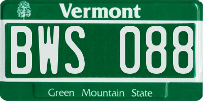VT license plate BWS088