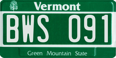 VT license plate BWS091