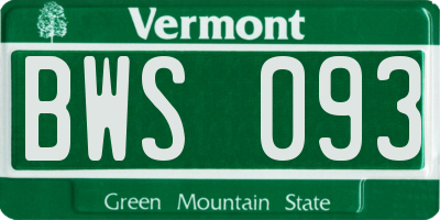 VT license plate BWS093