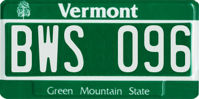 VT license plate BWS096