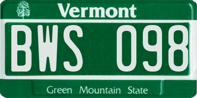 VT license plate BWS098