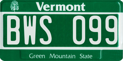 VT license plate BWS099