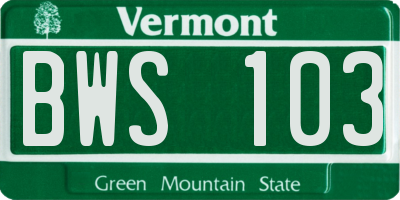 VT license plate BWS103