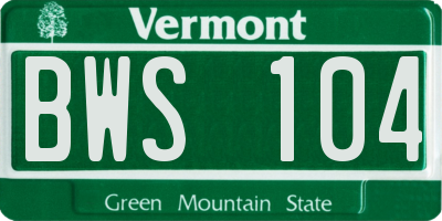 VT license plate BWS104
