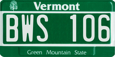 VT license plate BWS106