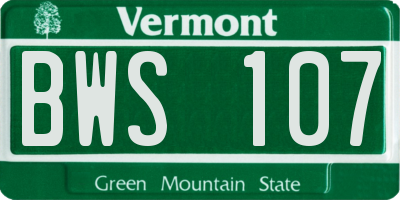 VT license plate BWS107