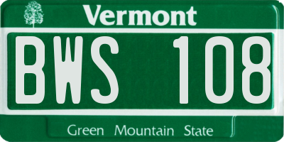 VT license plate BWS108